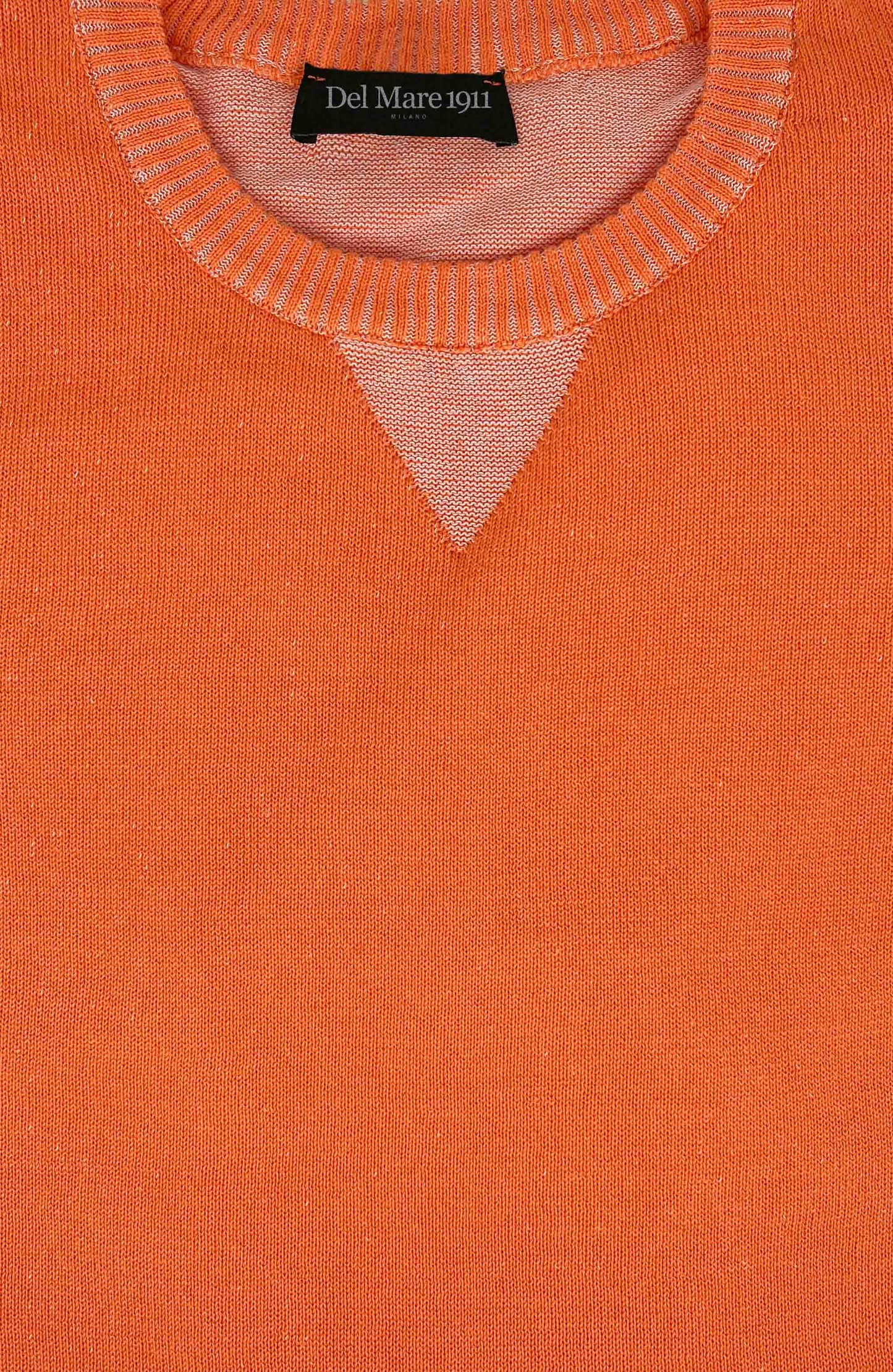Girocollo uomo vanisé in cotone arancio particolare