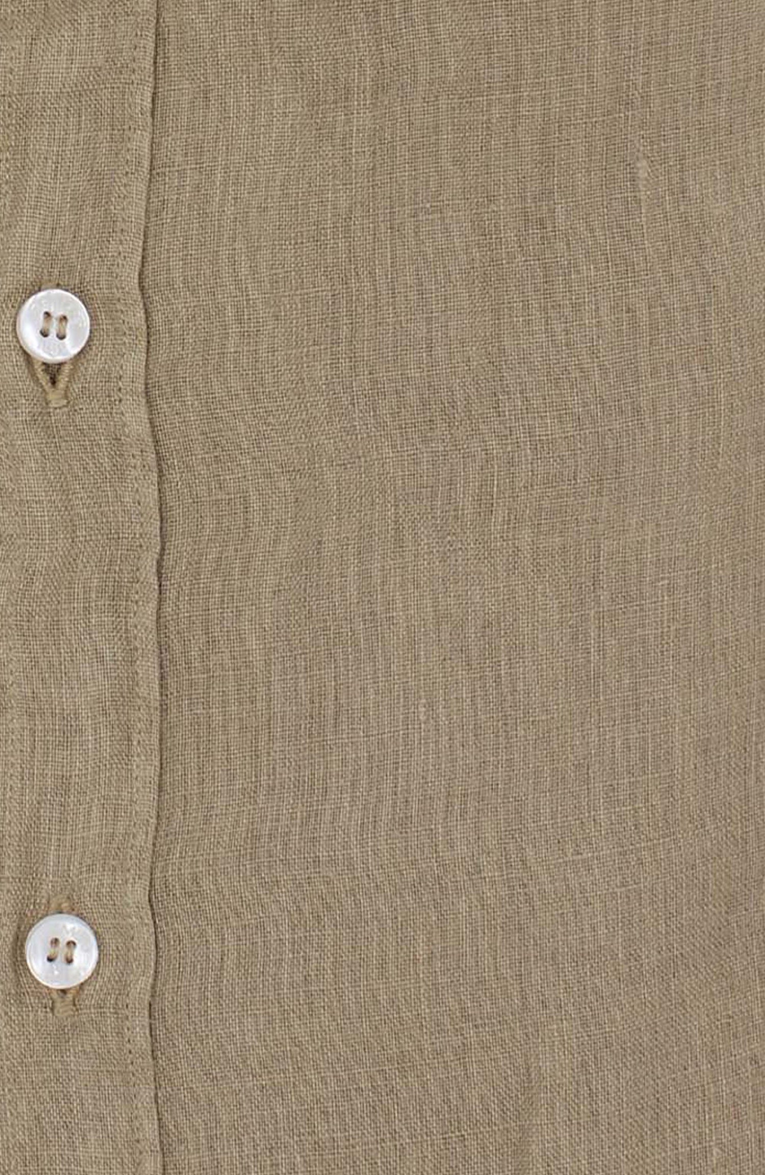 camicia uomo coreana cammello in lino particolare