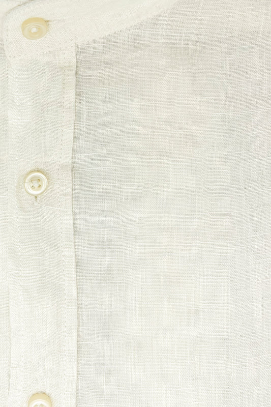 Camicia bianca in lino con collo coreano