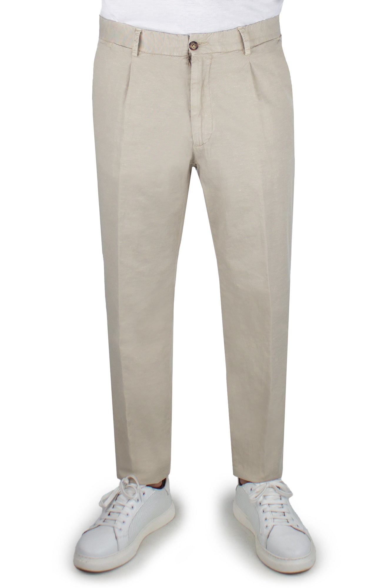 Chinos stretch in cotone e lino