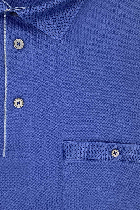 Polo piquet in filo di Scozia con colletto stile camicia