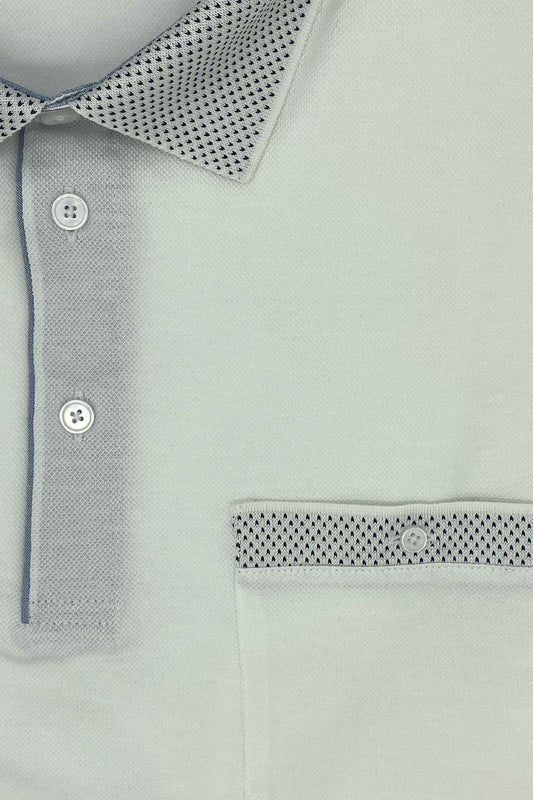 Polo piquet in filo di Scozia con colletto stile camicia
