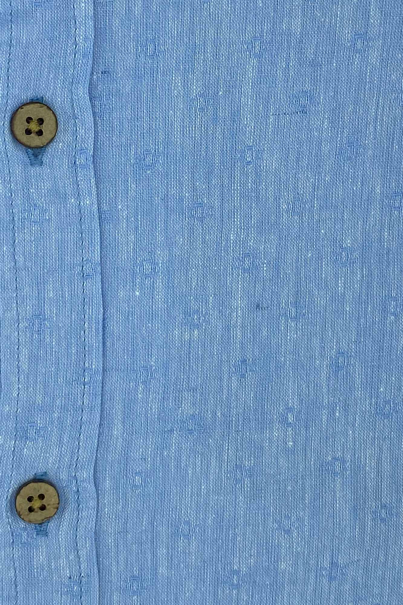 Camicia in misto lino con tessuto effetto ricamo