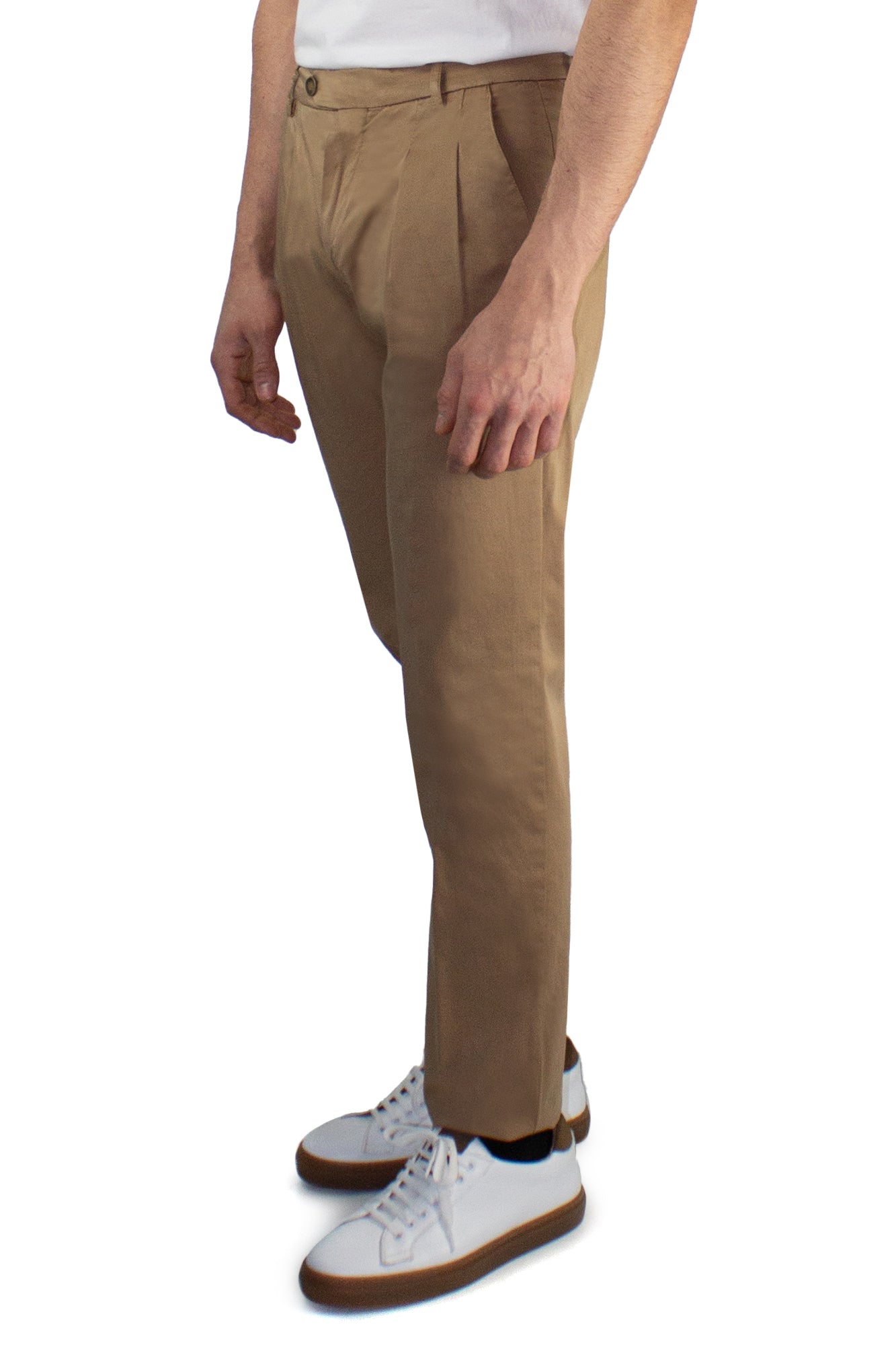 Pantaloni in cotone stretch con doppia pence