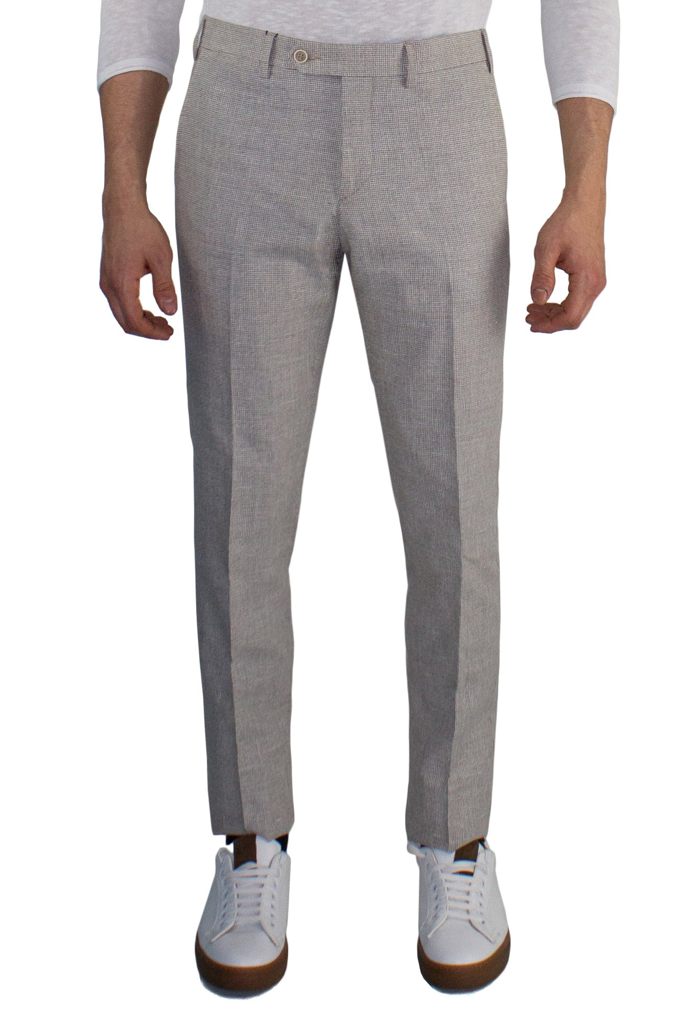 Pantaloni classici in misto lino punta spillo