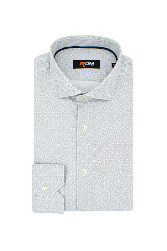 Camicia custom in cotone stretch con stampa a intreccio